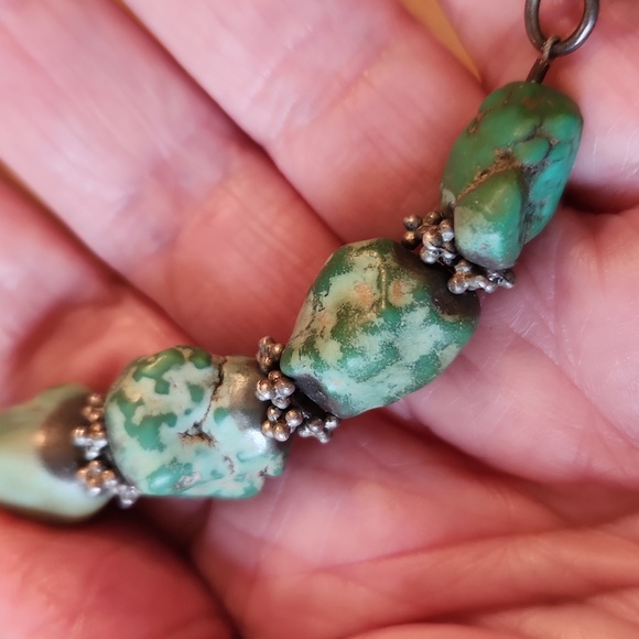 Liz‎ Henry 925 silver marked turquoise beaded necklace 18" - Picture 10 of 15